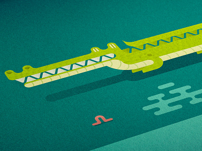 Crocodile animal crocodile dangerous but cute geometric illustration worm