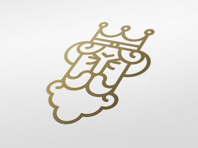 The King beard crown face king linear logo