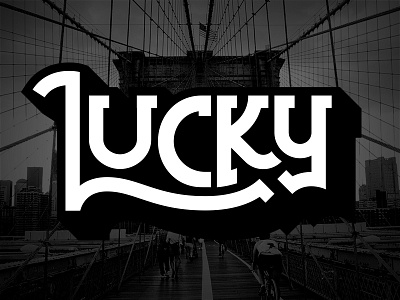 Lucky hand drawn long shadow lucky typography vector