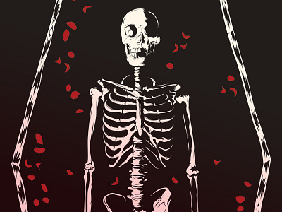 Views from the Six coffin illustration iomxv rose pedals skeleton
