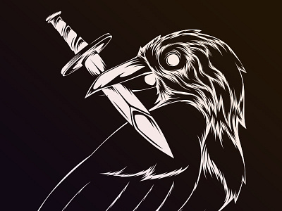 Raven crow dagger illustration iomxv raven