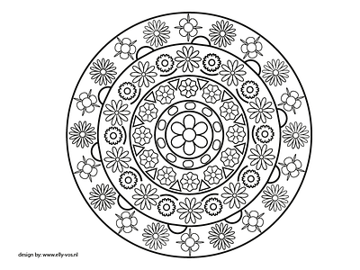 Round Mandela Flower color plate design flowers illustrator mandela