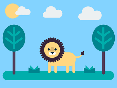 Lion Flat Design animals character colors flat design illustration lion nature