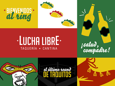 Lucha Libre - Taquería y Cantina branding design flat icon illustration illustrator lettering logo typography vector