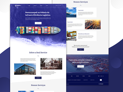 Seal Service Home Page blue design home page parallax sea ship ui
