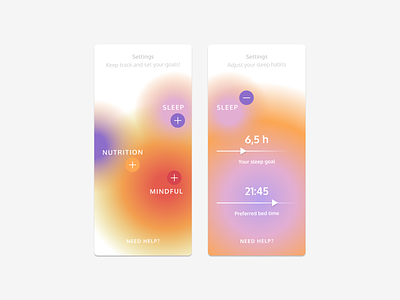 Day 007 - Settings daily ui daily ui 007 design gradients graphic design health application mindfulness settings settings 007 ui user interface visual design wellbeing