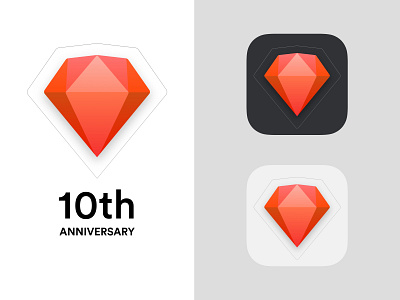 10 Years Of Sketch 10th anniversary app design diamond logo logo red sketch white