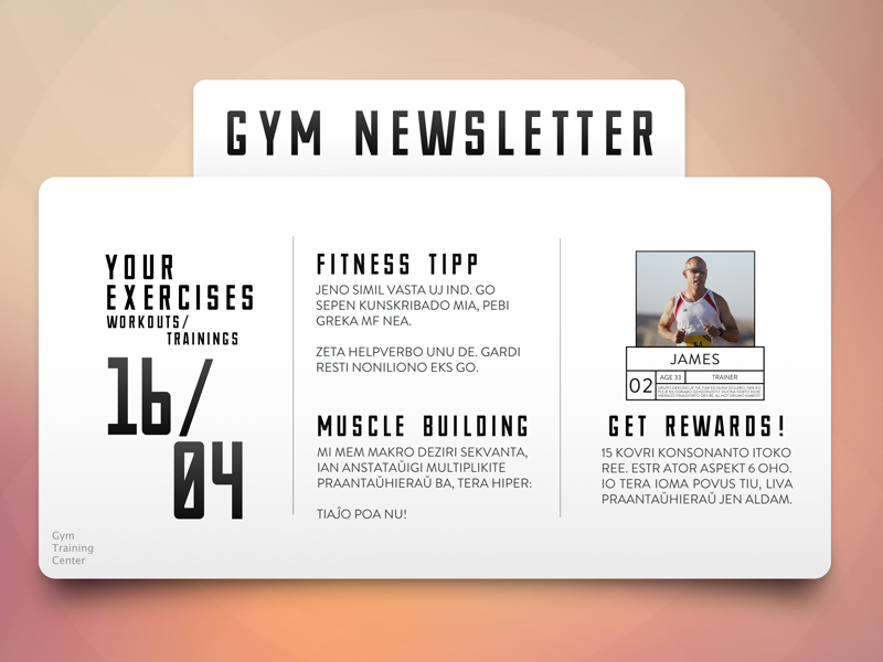 Get Rewards! simple ui newsletter gym