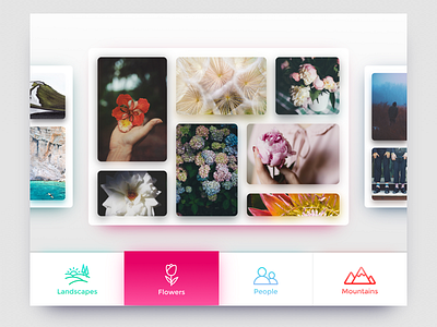 Photo App Tablet app buttons flowers grey photos ui white