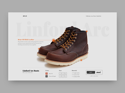Arc Product Page boots ecommerce footer green landing product ui ux