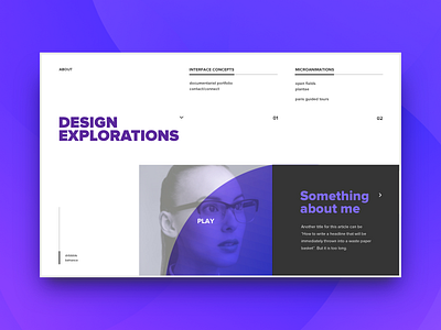 Explorations about designer grid invite page portfolio purple ui web