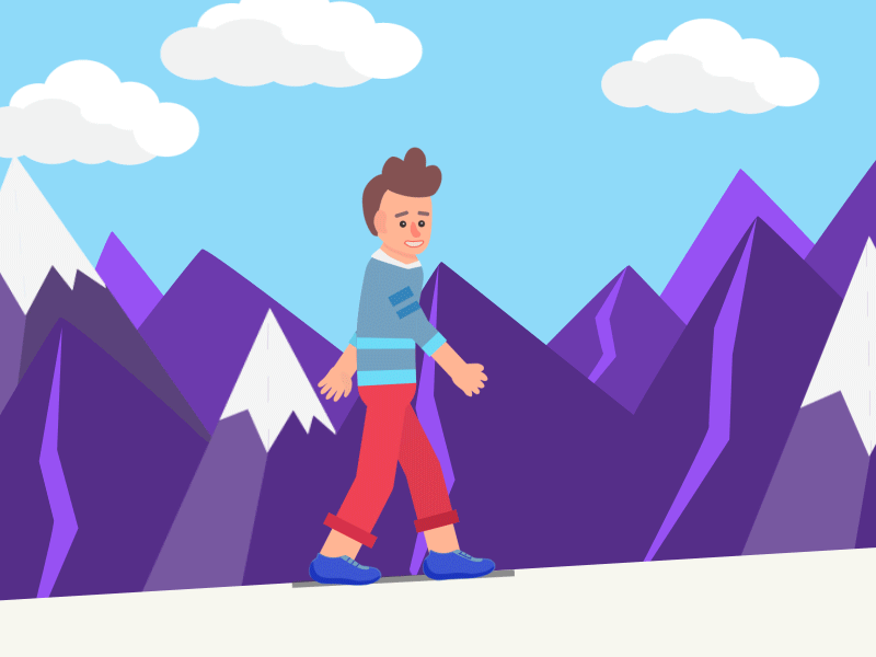 Character 2d challenge fun mountains purple rubberhose walking walking cycle