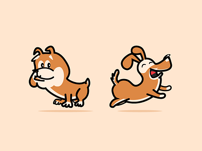 Happy Dog and Dumb Dog 2d dog illustration illustrator line shape logo sketch