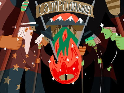 Wizards Witches Retreat Frame 1 adobe animation campcloakwood campfire camping design fire flames graphic graphicdesign graphics illustration illustrationformotion illustrator magical motion vector whimsical witches wizards