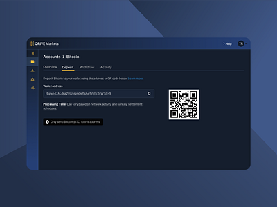 Cryptocurrency Wallet - Deposit BTC app crypto crypto wallet cryptocurrency design ui ux web