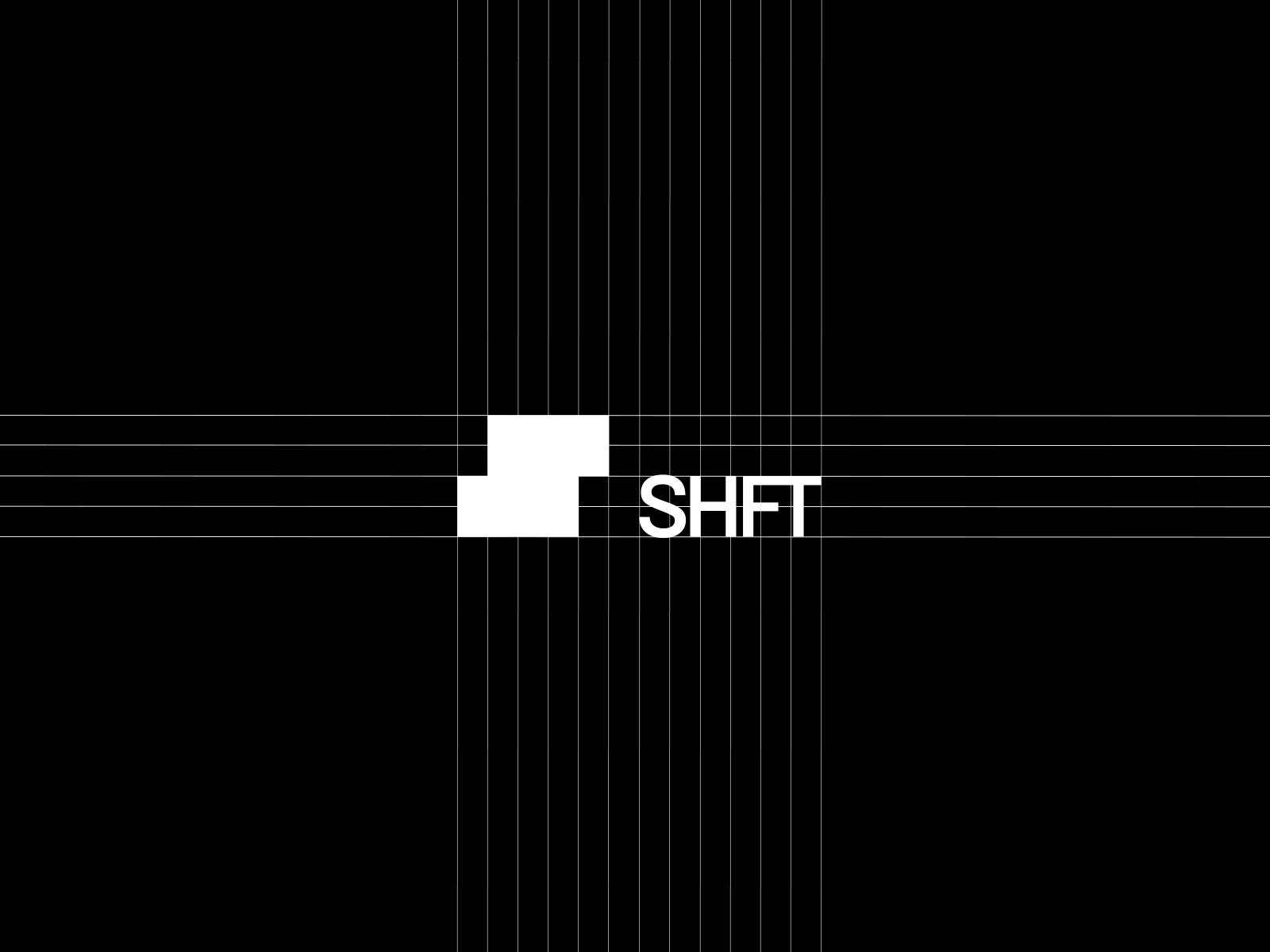 SHFT - Grid logo construction animation belgië black blocks brand branding design grid illustration lines logo moqo motion graphics shft shift technical white