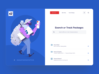 postal worker blue branding character clean design digital illustration hero illustration interface modern modular simple ui ux vector web web design