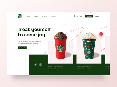 holiday starbucks brand branding christmas coffee design drink green hero modern modular starbucks ui ux web web design