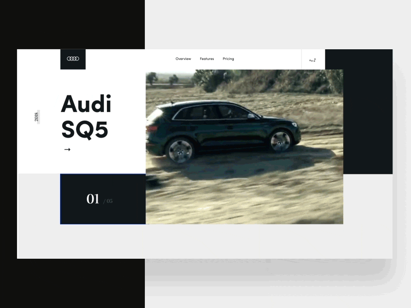 Audi Shot black car design interface modern modular motion ui ux web web design white