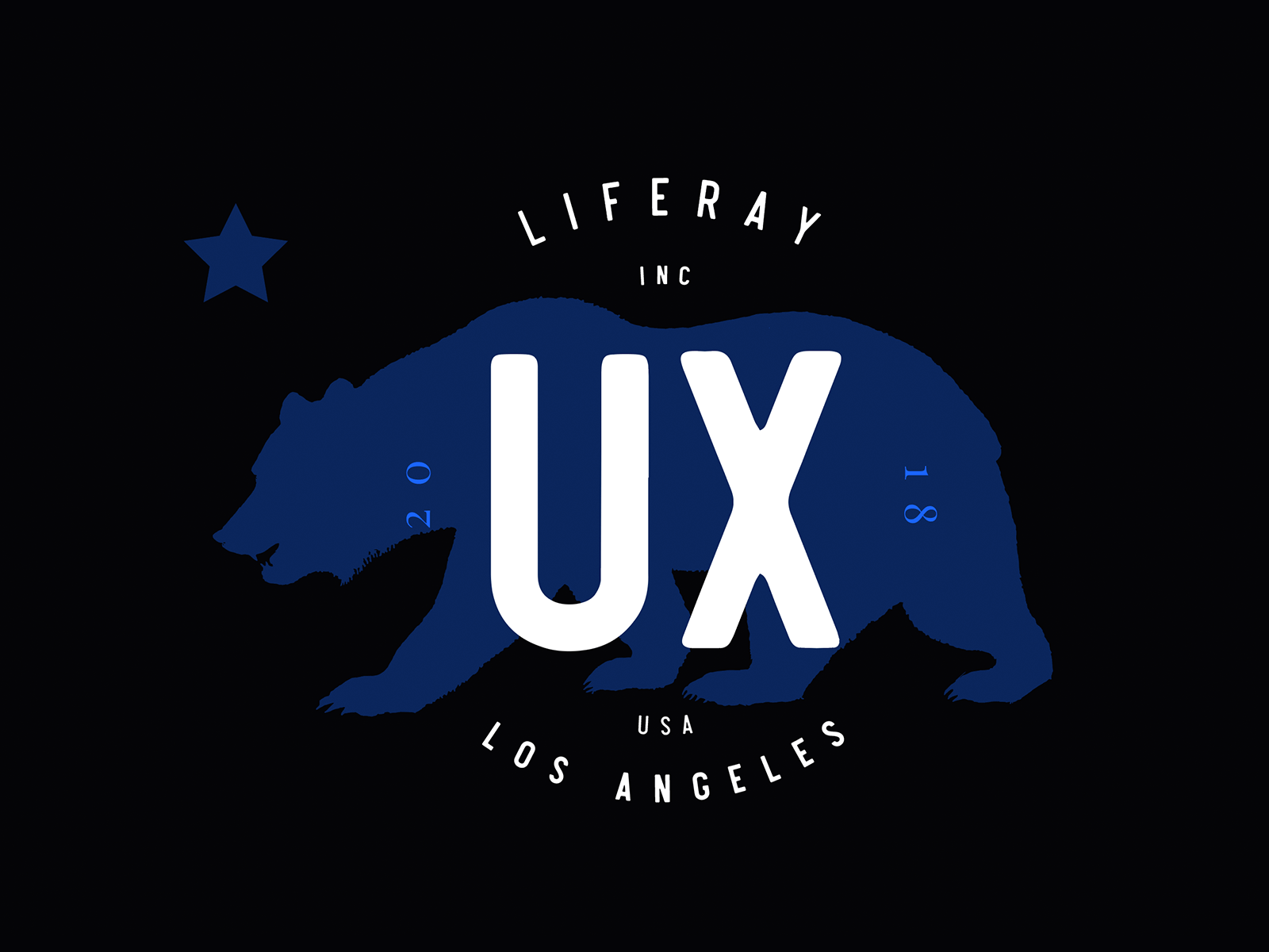 Liferay Los Angeles UX Design badge black blue brand california design illustration liferay modern ux