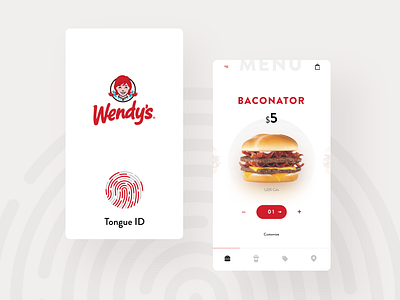 Tongue ID Wendy's app app design brand branding burger clean design ecommerce ecommerce app fast food interface modern red simple touch touch id typography ui ux white