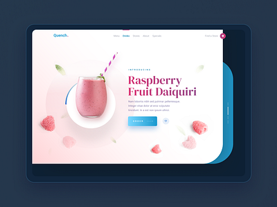 Quench! beverage blue brand branding clean design drink fruit interface liferay modern modular simple tropical typography ui ux web web design