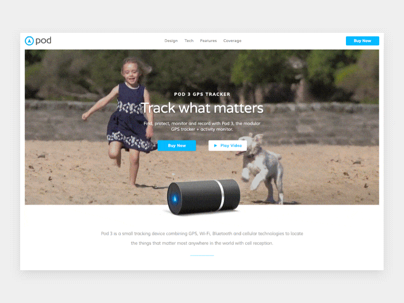 Podtrackers Homepage animation app desktop gps homepage motion pet pod podtrackers tracker ui website