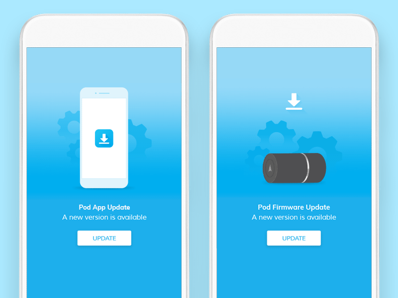 App & Firmware Update animation app design firmware illustration motion pod podtrackers ui update