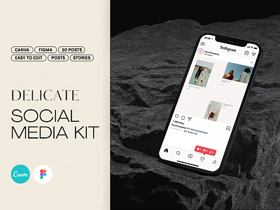 Social media kit template canva feed figma instagram media mockup post social stories template