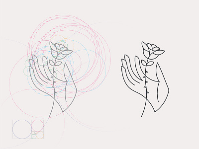 Hand and Rose. Illustration construction