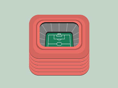 Stadium Icon app football green icon illustration ios red soccer stadium
