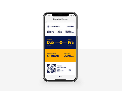 Re-imagining a Mobile Boarding Pass airline app boarding flight invision studio iphonex lufthansa pass ticket time travel