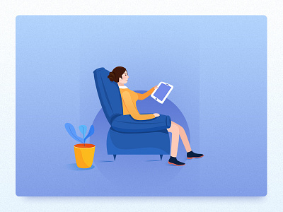 Sofa~ blue doctor illustration web yellow