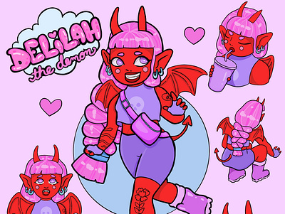 Delilah the Demon - Character Concept cute demon design digital illustation femme illustration kawaii