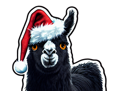 Funny 'Super-Black' Christmas Llama art graphic design illustration printable