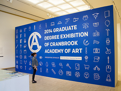 2014 Graduate Degree Exhibition art blue cranbrook icons installation line line art line icons museum vinyl wall
