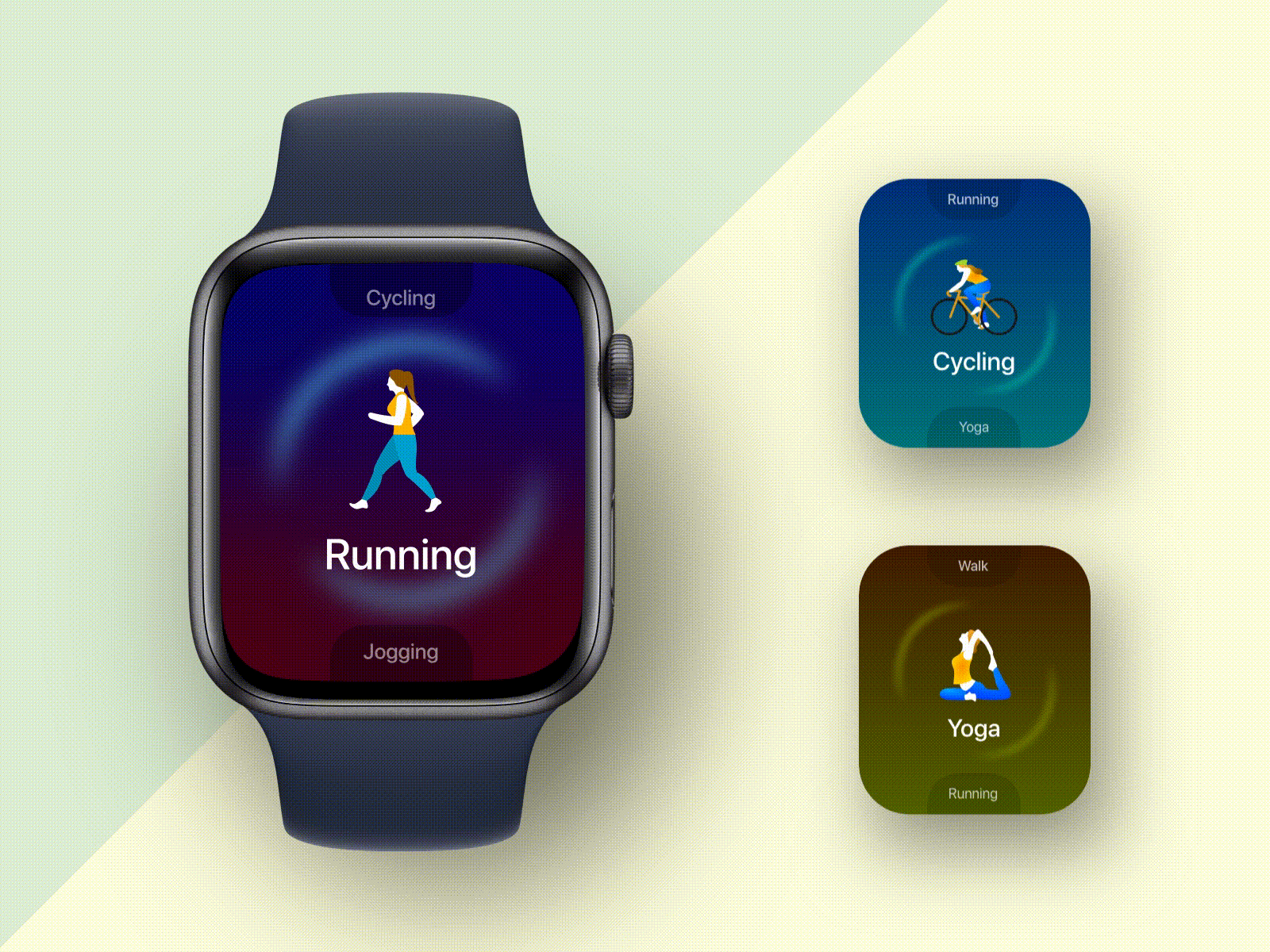 Workout app concept animation applewatch branding concept design iconography interaction design motion motion graphics productdesign ui ux watchos