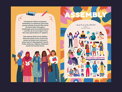 Assembly. Malala Fund publication editorial empowerment girl girlpower graphic design illustration ladies malala publication women