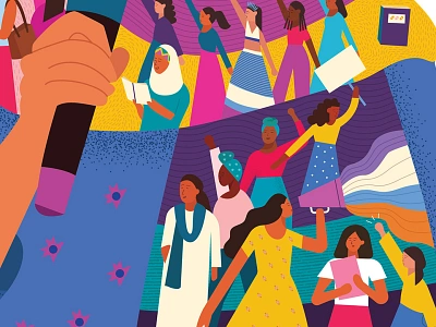 Illustration details adobe design education empowerment girl girlpower girlsvoices graphic illustration illustrator ladies malala merchandise ngo stories textures vibrant women