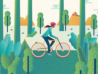 Benefits of Cycling animation benefit character cycling designtip flat graphics green illustration motiongraphics mountains