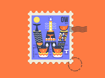 Letter W from 36daysoftype 36daysoftype alphabet stamp water watermelon whale