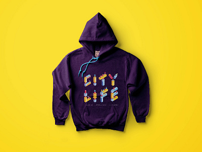 City Life branding experiment housing isometry logo real estate type yellow