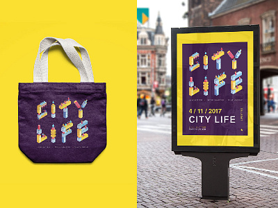 City Life branding housing isometry typography