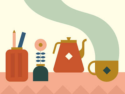 Monday Morning! coffee design graphic illustration teapot