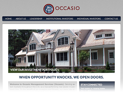 Occasio housing investment management services website design
