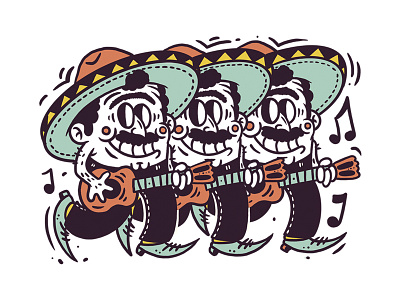Los tres burachos buracho comic doodle doodling fun illustration funny illustration logo mariachi mariachis mexico music naive roww rowwdesign sketch