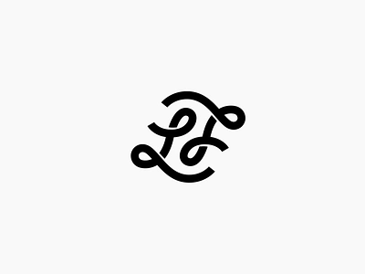 LJ Monogram Personal Brand ambigram badge black branding bw curly j l letters line lj logo minimal monogram monoline personal playful simple typography white