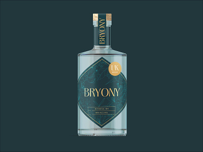 Bryony Packaging concept blue bottle branding dark design elegant floral gin gold green highend illustration label lineart liquor logo luxury packaging retro vintage