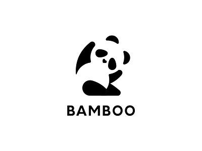 Panda animal bamboo black cute heart logo nature negative panda space white