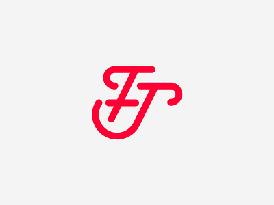 FJ Monogram curled curly fj font lettering linework logo monogram red stroke type typography